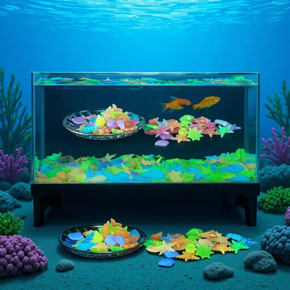 Aquarium Fish Colorful - 빛나는 해양석, 형광 조개껍데기, 화려한 불가사리