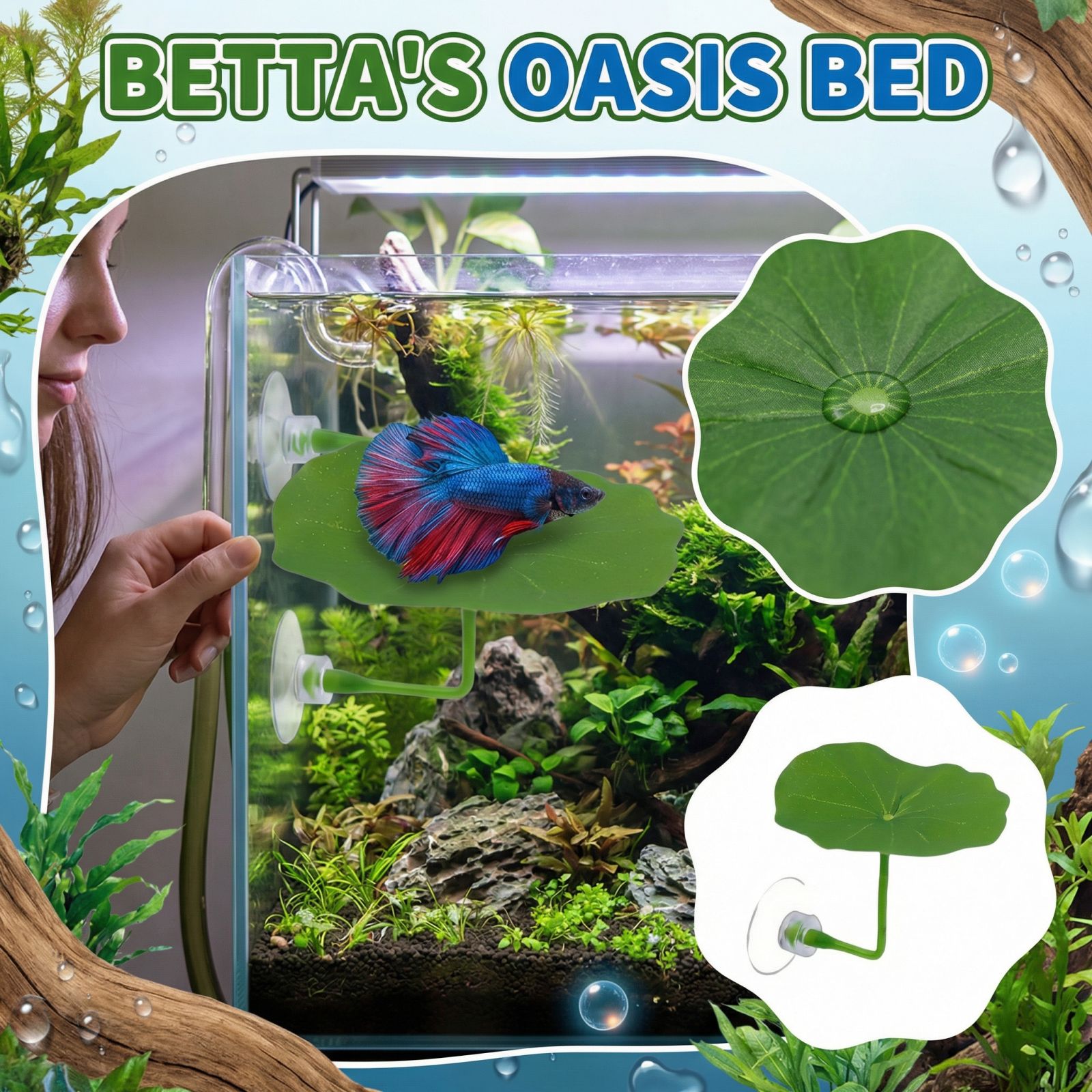 Aquarium Fish Betta - 수족관 장식 인조 연잎 베타 물고기