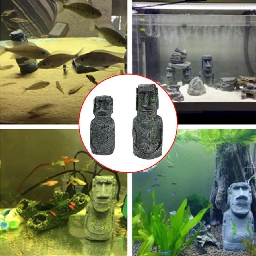 Aquarium Fish Artificial - 부활절 섬 돌 조각상 송진 장식,