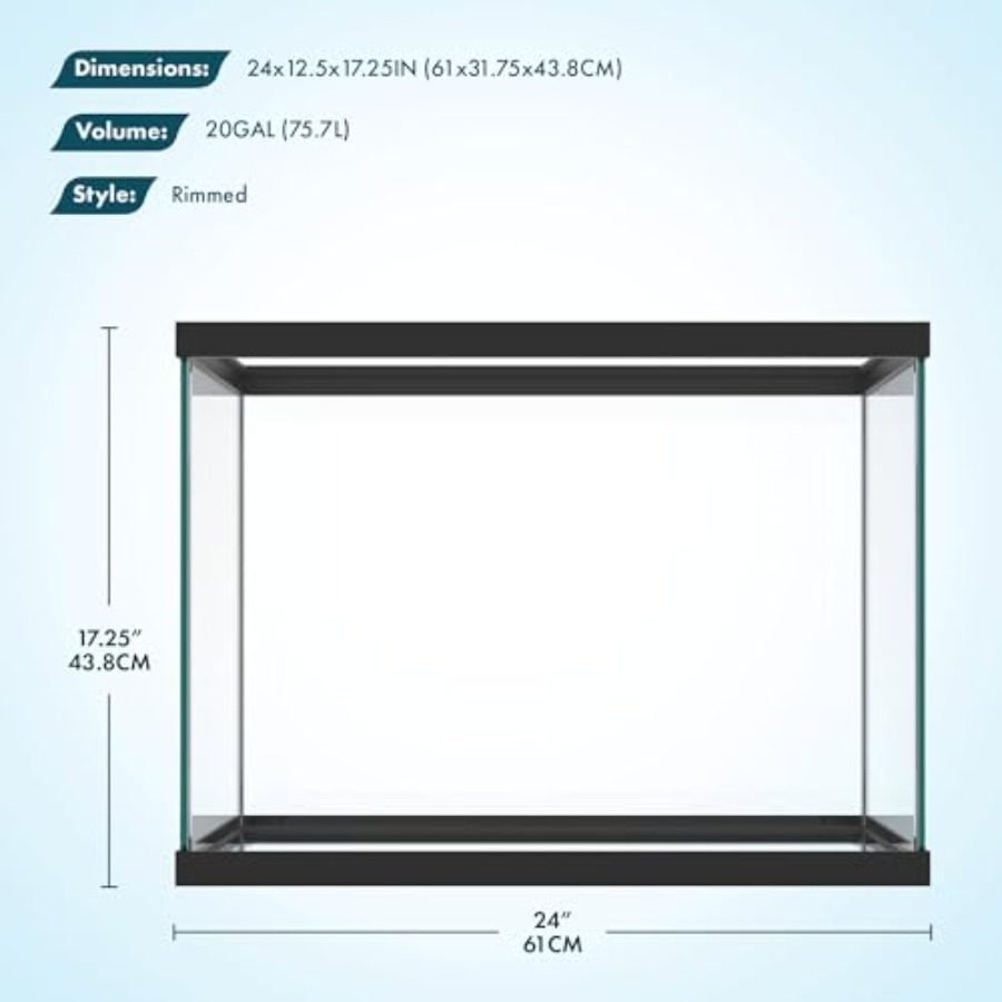 20갤런 유리 수족관 - 24 x 12.5 x 17.2 - Aquarium Fish Betta 리뷰 및 가격