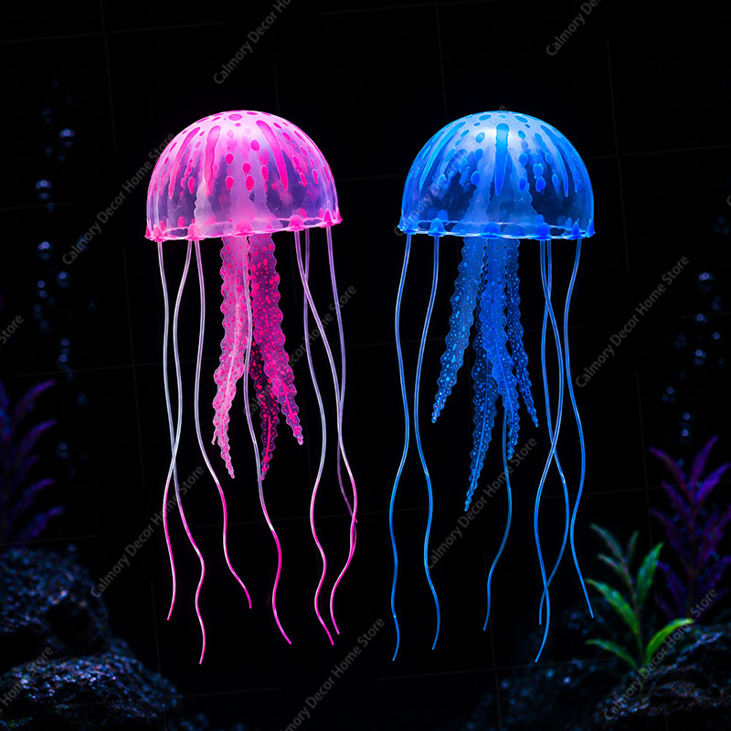 창의적인 시뮬레이션된 떠다니는 형광 발광 효과 해파리  - Aquarium Fish Artificial 리뷰 및 가격