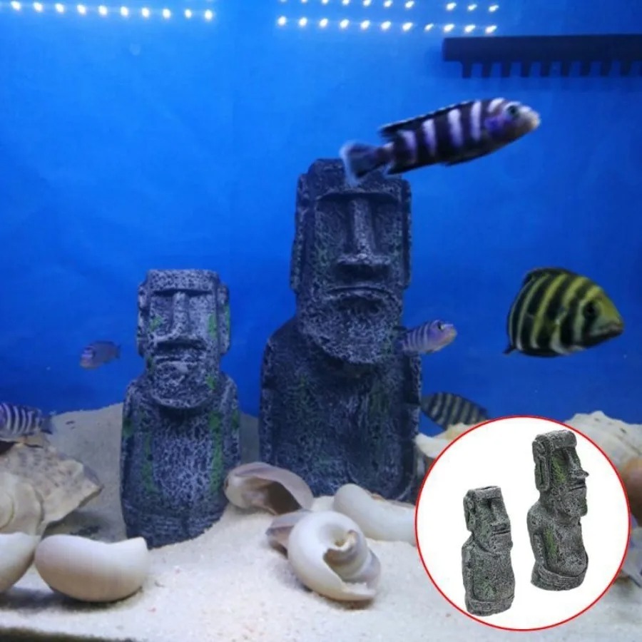 부활절 섬 돌 조각상 송진 장식, 어항 풍경 수족관 장 - Aquarium Fish Artificial 리뷰 및 가격